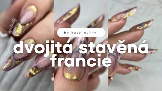 LUXUSNÍ FANTASY FRENCH  mramorový design moderní mandle na šablony 💅🏻  Kate nehty [upl. by Titania]