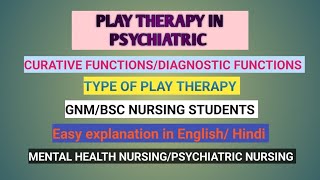 Play therapy curativediagnostic function and type of Play therapy in psychiatric nursing [upl. by Littell]