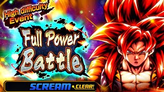 SSJ4 GOGETA FULL POWER BATTLE SCREAM DIFFICULTY  Dragon Ball Legends [upl. by Ahsiekahs]