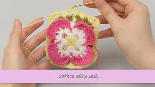 Crochet en 3D facile  Le premier carré  Fleur de cornouiller  TOURS 8 ET 9 [upl. by Ateerys502]