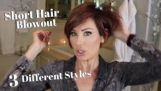 HOW TO STYLE SHORT HAIR Easy Blowout  3 CUTE Styles  Dominique Sachse [upl. by Rafaelof]