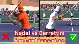 Does Berrettini Have A Better Forehand Than Nadal Tennis Technique Comparison [upl. by Nomzzaj]