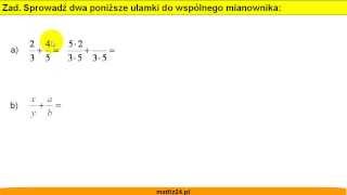 Sprowadzanie ułamków do wspólnego mianownika  Zadanie  Matfiz24pl [upl. by Nottage205]