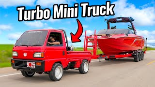 Turbo Mini Truck Pulls Wakeboard Boat [upl. by Lanaj]