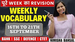 Vocabulary Weekly Revision  16TH TO 21TH September  The Hindu Editorial  Nimisha Bansal Maam [upl. by Ecnaled112]