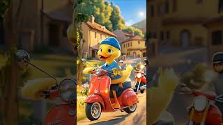 This cute duck fell off the motorbike because of the road with potholes duck cuteducks shorts [upl. by Eeimaj777]