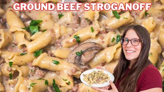 Make the best Ground Beef Stroganoff with this one pot meal recipe [upl. by Gnilsia419]