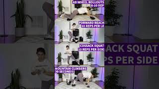 Total Body Challenge with MultiSlider Ab Rollouts Forward Reach Cossack Squat [upl. by Septima]