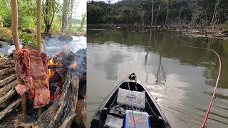 PESCANDO E FAZENDO CHURRASCO RAIZ NA BARRANCA DO RIO costela rápido e macia [upl. by Draned]