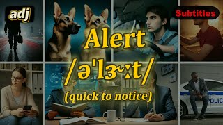 adj Alert meaning quick to notice with 5 examples [upl. by Ltihcox]