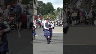 Kinross Pipe Band playing on the march to 2023 Pitlochry Highland Games in Scotland shorts [upl. by Aisul]