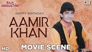 Aamir Khan amp Karisma Kapoor Movie Scene  Raja Hindustani  Johnny Lever  Comedy Scenes [upl. by Aoh868]