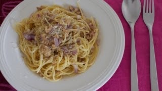 Ricetta pasta veloce con tonno in scatola spaghetti alla carbonara con tonno [upl. by Templeton]