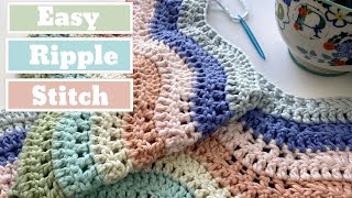 EASY Crochet Ripple Blanket Using a Feather and Fan Stitch [upl. by Reidar]