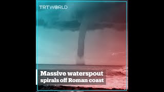 Massive waterspout spirals off Roman coast [upl. by Uon]