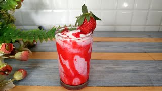 STRAWBERRY MILKSHAKE Recipe Fresh Strawberry Milkshake Strawberry Icecream Milkshake very easy [upl. by Orton]