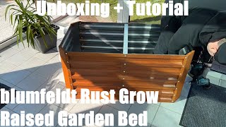 blumfeldt Rust Grow Raised Garden Bed Galvanised Sheet Steel Unboxing and instructions [upl. by Ultun]