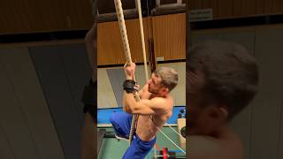 Variation of rope climbing for judokas with additional weight on the arms judotraining stronggrip [upl. by Poyssick]