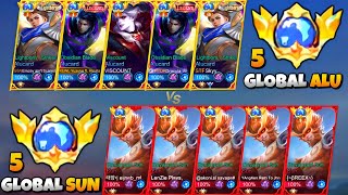 5 GLOBAL ALU VS 5 GLOBAL REVAMP SUN  WHO IS THE KING OF LIFESTEAL NOW 😱  INTENSE 5v5 BATTLE 🔥 [upl. by Zul613]