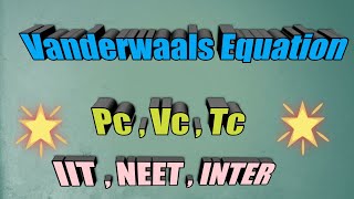 Derivation Of TcPcVc From Vanderwaals Equation [upl. by Alaunnoif]