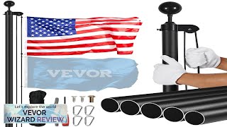 VEVOR 25FT Detachable Flagpole Kit Heavy Duty Aluminum Flag Pole American Black Review [upl. by Melc]