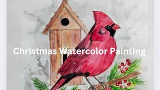 Watercolor Christmas card Painting [upl. by Ytima]