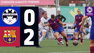 CD FUNDACIÓN ALBACETE 0 vs 2 FC BARCELONA B  FEMENINO  RESUMEN [upl. by Annehs]