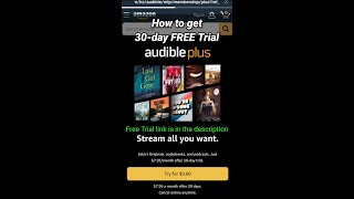 How to get 30 days free trial Amazon Audible Plus shorts audiobook amazon [upl. by Dorraj]