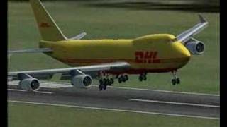 DHL 747400F in crosswind landing [upl. by Cherlyn550]