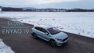 ŠKODA ENYAQ iV first drive  drone footage [upl. by Oniotna379]