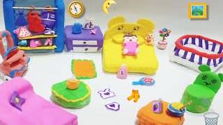 Diy How To Make polymer Clay Miniature Doll House BedChairCabinetTrolleySofa diy dollhouse [upl. by Notlem751]