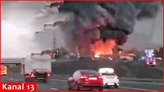 Another fierce fire in Moscow  after the explosion fire spread to an area of 800 square meters [upl. by Yhtomiht]