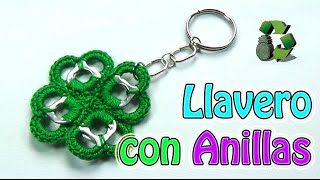 Como hacer Llavero con anillas Trébol de 4 hojas Reciclaje Ecobrisa [upl. by Ansela516]