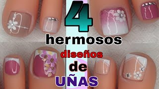 4 IDEAS para DECORAR TUS UÑAS ELEGANTES  sencillas y muy fáciles de hacer 😍 [upl. by Nwonknu]