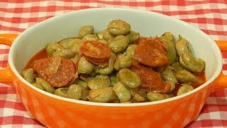 Habas tiernas con chorizo receta fácil [upl. by Acinor]