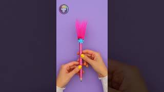 ✨AMAZING✨ PoppyThemed Pencil Craft  DIY for Kids  TROLLS [upl. by Yeca918]