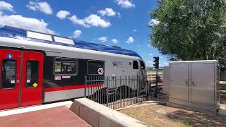 TexRail Departing Fort Worth Station Stadler FLIRT Tram [upl. by Euqinehs]