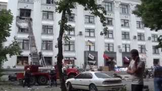 Luhansk Ukraine 252014 Aerial bombing of civilian targets in the city [upl. by Pollie]