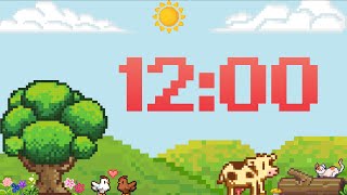 12 Minute Fun Pixel Farm Timer No Music Synth Bell Alarm at End [upl. by Limoli]