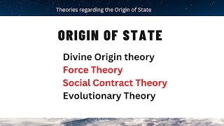 Origin of State  Theories Divine Theory Force Theory Social Contract amp Evolutionary Theory [upl. by Aivuy]