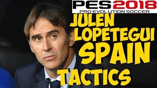 PES 2018  JULEN LOPETEGUI SPAIN Formation amp Tactics  España [upl. by Aihcropal751]