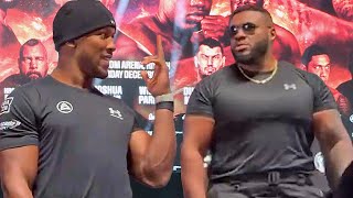 Anthony Joshua FLIPS OFF Big Baby Miller to his face after verbal exchange [upl. by Sueaddaht46]