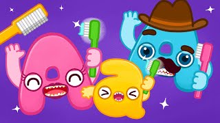 Brush Brush Brush your teeth song for kindergarten alphabet A family nursery rhymes [upl. by Eniretak]