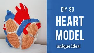 3D Heart Model  step by step  using only fabric [upl. by Rbma]