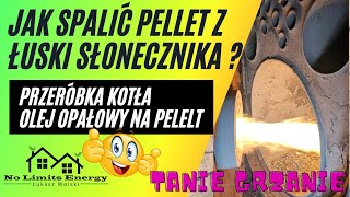 🔥Spalanie pelletu z łuski słonecznika 🌟w kotle na olej opałowy 🔍z zamontowanym palnikiem na pellet🔥 [upl. by Solracsiul]