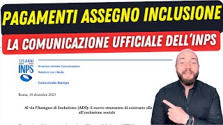 ASSEGNO DI INCLUSIONE pagamenti comunicazione ufficiale [upl. by Azitram151]