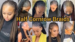 Stunning Half Cornrow Braids  Ghana Weaving Braids  Tribal Braid for Black Ladies  Knotless Braid [upl. by Weisbrodt]