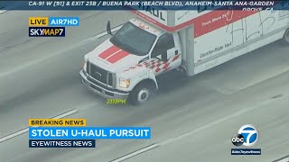 Live Police Chase Stolen UHaul Truck chase policechase california [upl. by Nodnol]