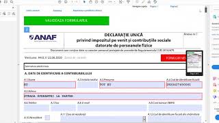 Completare DECLARATIA UNICA PFA SISTEM REAL pentru bonificatii 2019 [upl. by Nidraj]