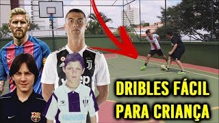 DRIBLES QUE QUALQUER CRIANÃ‡A PODE APRENDER  CRISTIANO RONALDO E MESSI CANETA [upl. by Nadean578]